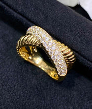 Load image into Gallery viewer, LUOWEND 18K Yellow Gold Real Natural Diamond Ring for Women