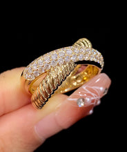 Load image into Gallery viewer, LUOWEND 18K Yellow Gold Real Natural Diamond Ring for Women