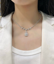 Load image into Gallery viewer, LUOWEND 18K White Gold Real Natural Diamond Pendant Necklace for Women