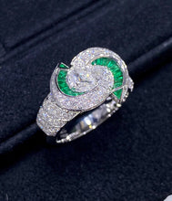 Load image into Gallery viewer, LUOWEND 18K White Gold Real Natural Emerald and Diamond Gemstone Ring for Women