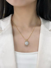 Load image into Gallery viewer, LUOWEND 18K Yellow Gold Real Natural Diamond Pendant Necklace for Women