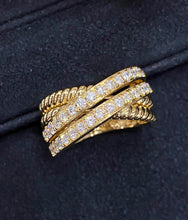 Load image into Gallery viewer, LUOWEND 18K Yellow Gold Real Natural Diamond Ring for Women