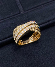 Load image into Gallery viewer, LUOWEND 18K Yellow Gold Real Natural Diamond Ring for Women