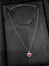 Load image into Gallery viewer, LUOWEND 18K Yellow Gold Real Natural Ruby Pendant Necklace for Women