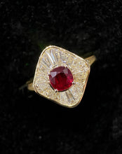 Load image into Gallery viewer, LUOWEND 18K Yellow Gold Real Natural Ruby Gemstone Ring for Women