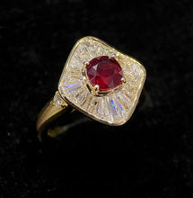 Load image into Gallery viewer, LUOWEND 18K Yellow Gold Real Natural Ruby Gemstone Ring for Women