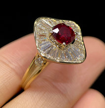 Load image into Gallery viewer, LUOWEND 18K Yellow Gold Real Natural Ruby Gemstone Ring for Women