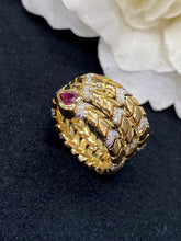 Load image into Gallery viewer, LUOWEND 18K Yellow Gold Real Natural Ruby and Diamond Gemstone Ring for Women