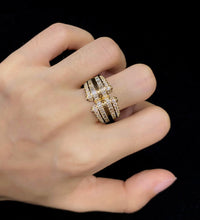 Load image into Gallery viewer, LUOWEND 18K Yellow Gold Real Natural Diamond Ring for Women