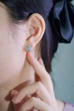 Load image into Gallery viewer, LUOWEND 18K White Gold Real Natural Diamond Stud Earrings for Women