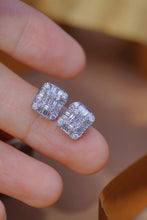 Load image into Gallery viewer, LUOWEND 18K White Gold Real Natural Diamond Stud Earrings for Women