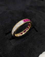 Load image into Gallery viewer, LUOWEND 18K Yellow Gold Real Natural Ruby and Diamond Gemstone Ring for Women