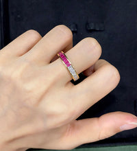 Load image into Gallery viewer, LUOWEND 18K Yellow Gold Real Natural Ruby and Diamond Gemstone Ring for Women