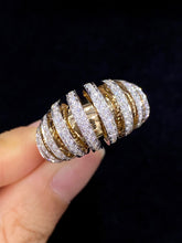 Load image into Gallery viewer, LUOWEND 18K White and Yellow Gold Real Natural Diamond Ring for Women