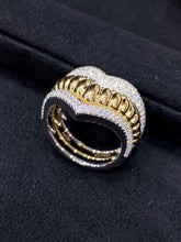 Load image into Gallery viewer, LUOWEND 18K White and Yellow Gold Real Natural Diamond Ring for Women
