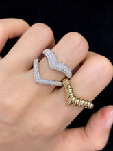 Load image into Gallery viewer, LUOWEND 18K White and Yellow Gold Real Natural Diamond Ring for Women