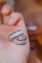 Load image into Gallery viewer, LUOWEND 18K White Gold Real Natural Black and White Diamond Ring for Women