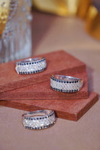 Load image into Gallery viewer, LUOWEND 18K White Gold Real Natural Black and White Diamond Ring for Women