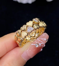 Load image into Gallery viewer, LUOWEND 18K Yellow Gold Real Natural Diamond Ring for Women