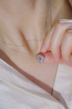 Load image into Gallery viewer, LUOWEND 18K White Gold Real Natural Pink Diamond Pendant Necklace for Women