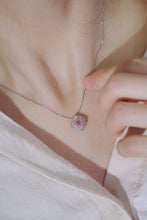 Load image into Gallery viewer, LUOWEND 18K White Gold Real Natural Pink Diamond Pendant Necklace for Women