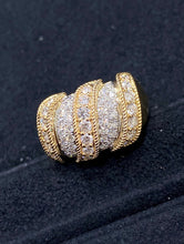 Load image into Gallery viewer, LUOWEND 18K White and Yellow Gold Real Natural Diamond Ring for Women