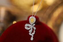Load image into Gallery viewer, LUOWEND 18K White Gold Real Natural Yellow Diamond Pendant Necklace for Women