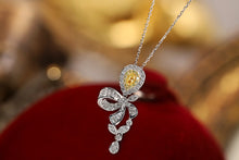 Load image into Gallery viewer, LUOWEND 18K White Gold Real Natural Yellow Diamond Pendant Necklace for Women