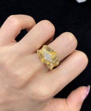 Load image into Gallery viewer, LUOWEND 18K Yellow Gold Real Natural Diamond Ring for Women