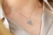 Load image into Gallery viewer, LUOWEND 18K White Gold Real Natural Yellow Diamond Pendant Necklace for Women