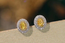 Load image into Gallery viewer, LUOWEND 18K White Gold Real Natural Yellow Diamond Stud Earrings for Women