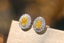 Load image into Gallery viewer, LUOWEND 18K White Gold Real Natural Yellow Diamond Stud Earrings for Women