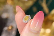 Load image into Gallery viewer, LUOWEND 18K White Gold Real Natural Yellow Diamond Stud Earrings for Women