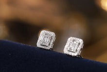 Load image into Gallery viewer, LUOWEND 18K White Gold Real Natural Diamond Stud Earrings for Women