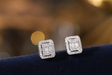 Load image into Gallery viewer, LUOWEND 18K White Gold Real Natural Diamond Stud Earrings for Women