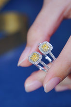 Load image into Gallery viewer, LUOWEND 18K White Gold Real Natural Yellow Diamond Ring for Women
