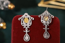 Load image into Gallery viewer, LUOWEND 18K White Gold Real Natural Yellow Diamond Drop Earrings for Women