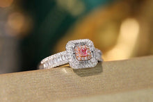 Load image into Gallery viewer, LUOWEND 18K White Gold Real Natural Diamond Pink Ring for Women