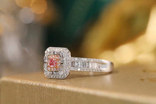 Load image into Gallery viewer, LUOWEND 18K White Gold Real Natural Diamond Pink Ring for Women