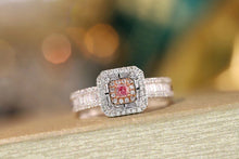 Load image into Gallery viewer, LUOWEND 18K White Gold Real Natural Diamond Pink Ring for Women