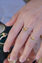Load image into Gallery viewer, LUOWEND 18K White and Yellow Gold Real Natural Yellow Diamond Ring for Women