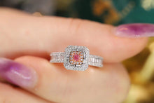 Load image into Gallery viewer, LUOWEND 18K White Gold Real Natural Diamond Pink Ring for Women