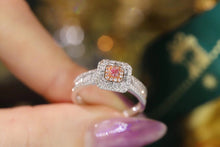 Load image into Gallery viewer, LUOWEND 18K White Gold Real Natural Diamond Pink Ring for Women