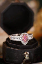 Load image into Gallery viewer, LUOWEND 18K White Gold Real Natural Pink Diamond Ring for Women
