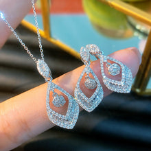 Load image into Gallery viewer, LUOWEND 18K White Gold Natural Diamond Necklace for Women