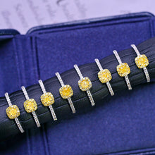 Load image into Gallery viewer, LUOWEND 18K White Gold Real Natural Yellow Diamond Ring for Women