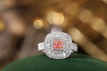 Load image into Gallery viewer, LUOWEND 18K White Gold Real Natural Pink Diamond Ring for Women