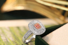 Load image into Gallery viewer, LUOWEND 18K White Gold Real Natural Pink Diamond Ring for Women