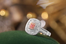Load image into Gallery viewer, LUOWEND 18K White Gold Real Natural Pink Diamond Ring for Women