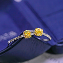 Load image into Gallery viewer, LUOWEND 18K White Gold Real Natural Yellow Diamond Ring for Women